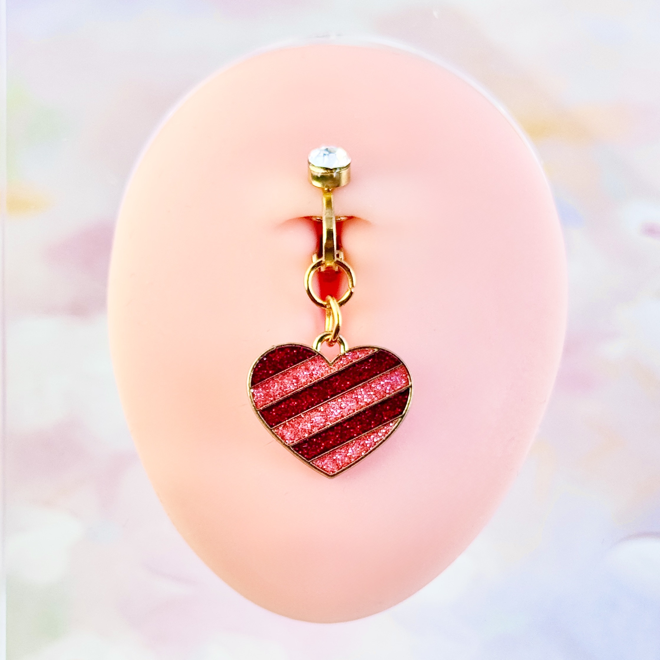 Ruby Heart Glow Faux Navel Ring