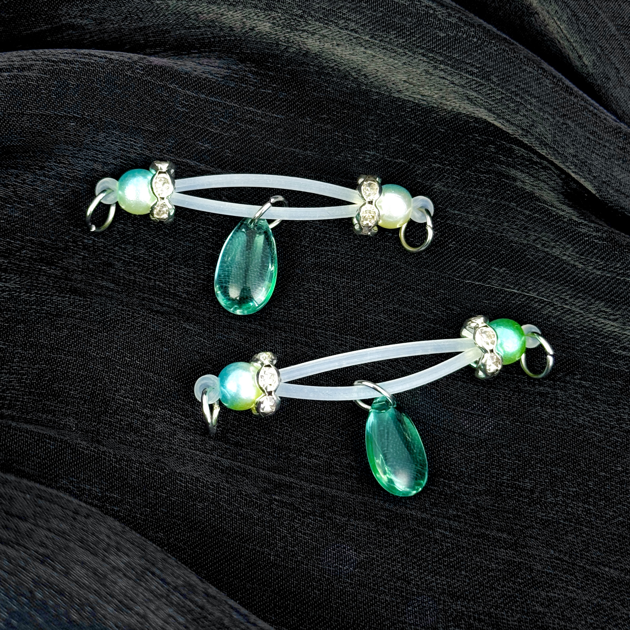 Emerald Drop Nipple Clips