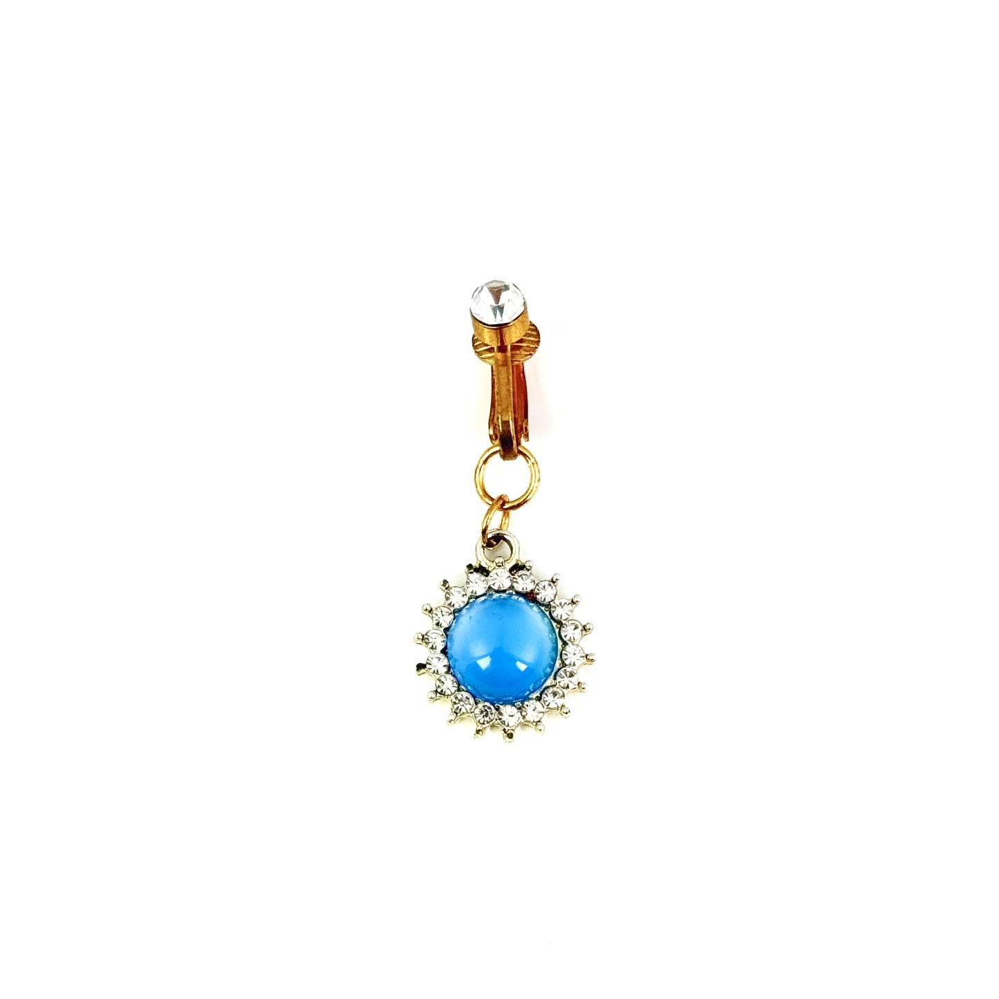 Blue Crystal Sun Faux Belly Button Ring