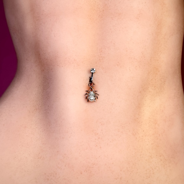 Pearl Spider Navel Charm