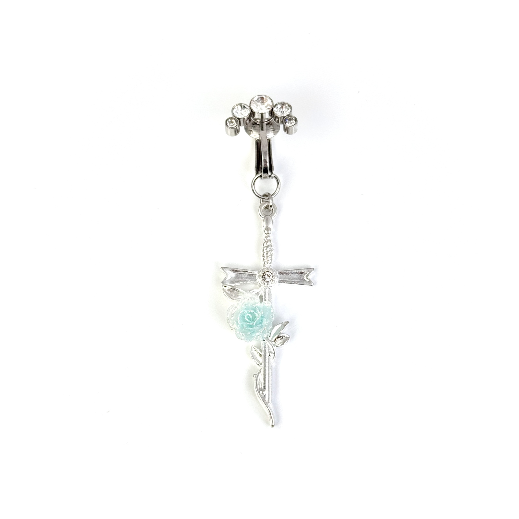 Frozen Rose Dagger Navel Charm