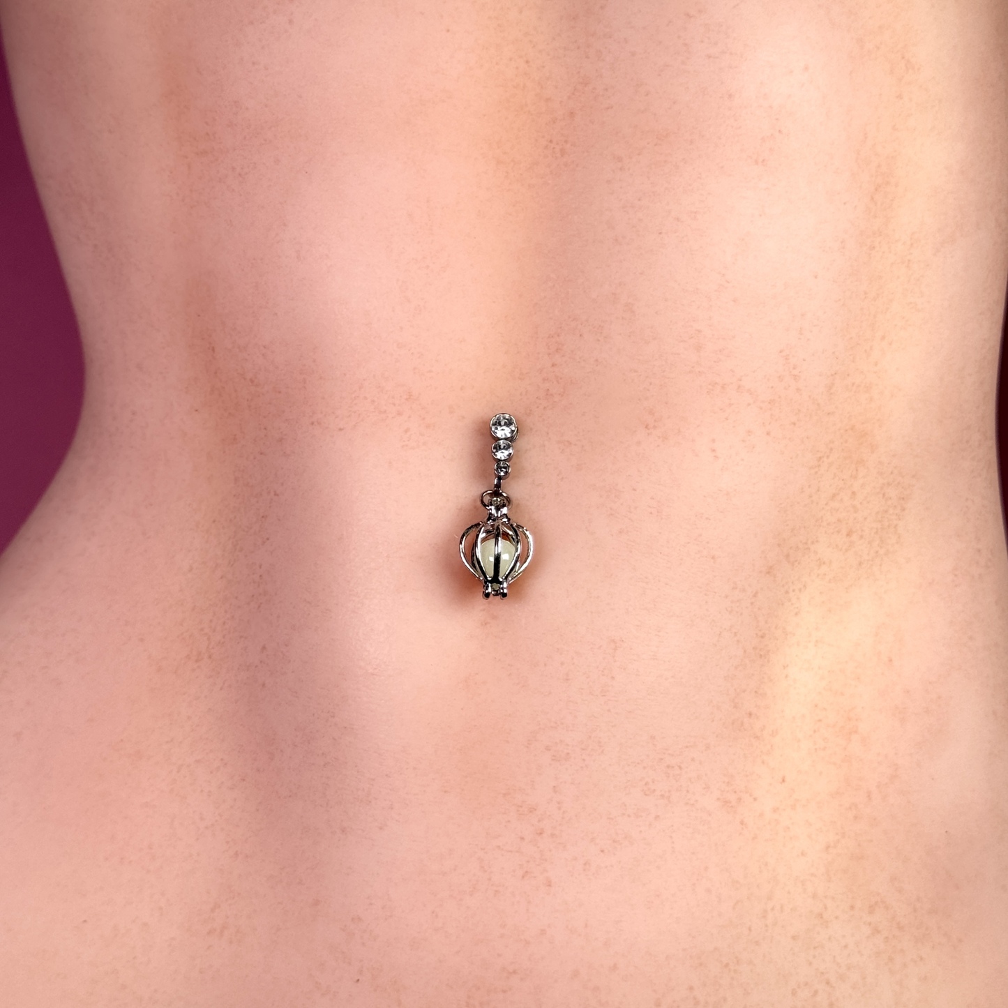 Glow Pearl Cage Faux Belly Button Ring