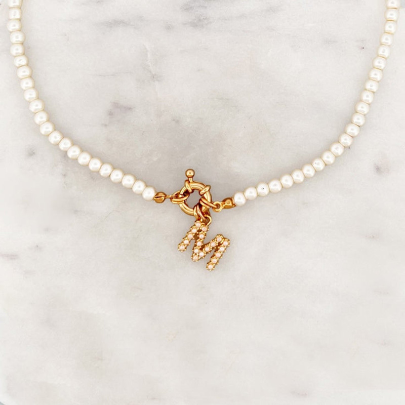  Pearls Choker Pearl Initial-Thyye