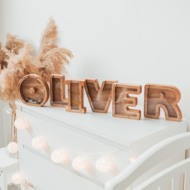 Personalized wooden piggy bank-Thyye