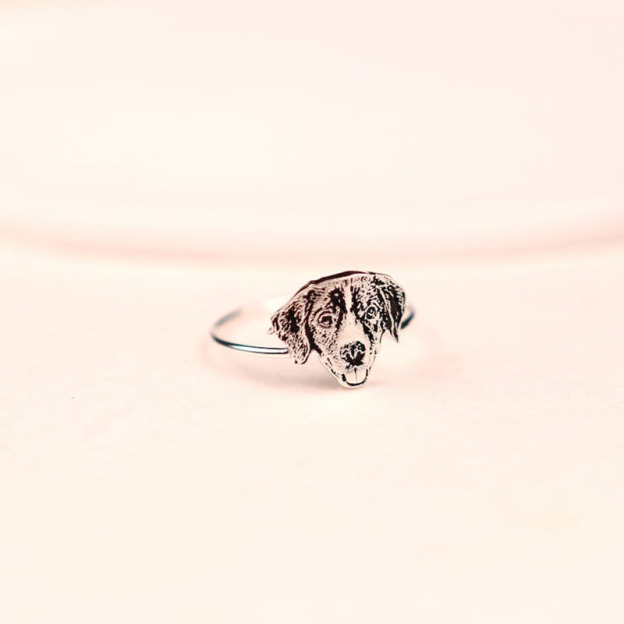 Custom Engraved Pet Head Silhouette Ring-Thyye