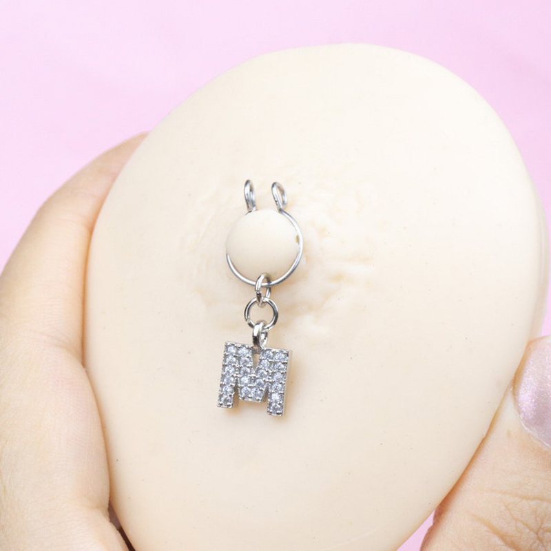 Non-pierced nipple initial jewelry-Thyye