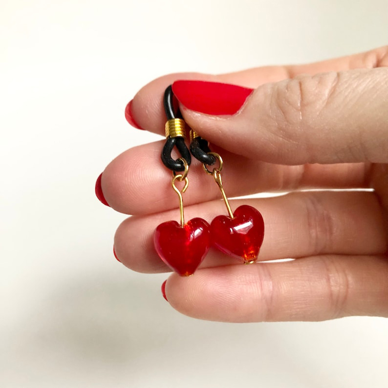 Red heart shaped nipple clamps-Thyye