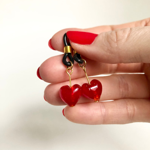 Red heart shaped nipple clamps-Thyye