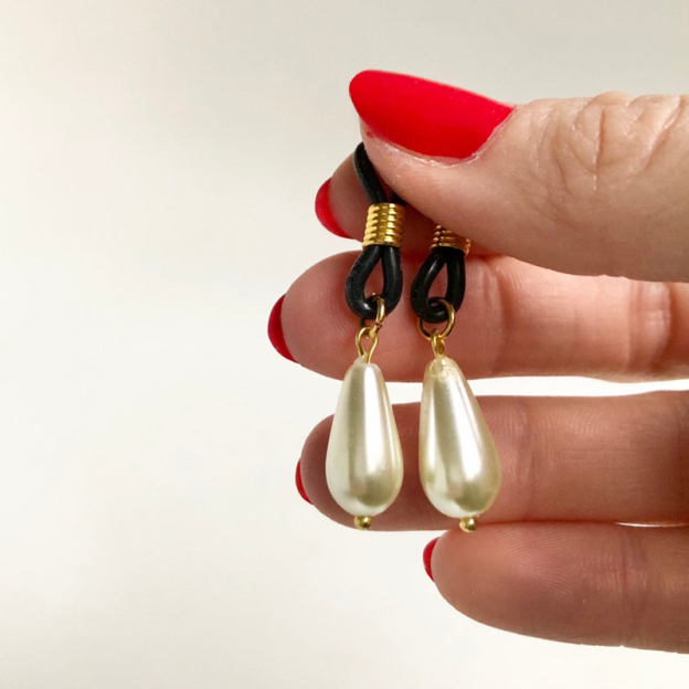 Ivory Glass Teardrop Nipple Clamps-Thyye