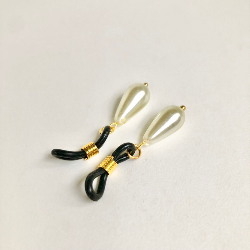 Ivory Glass Teardrop Nipple Clamps-Thyye