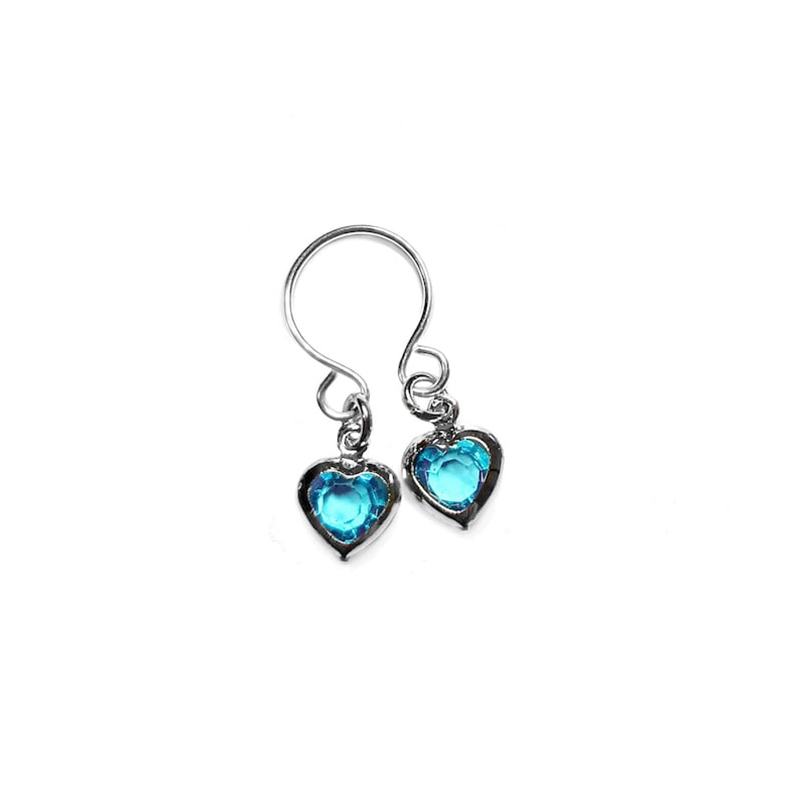 Blue rhinestone heart shaped fake nipple ring-Thyye