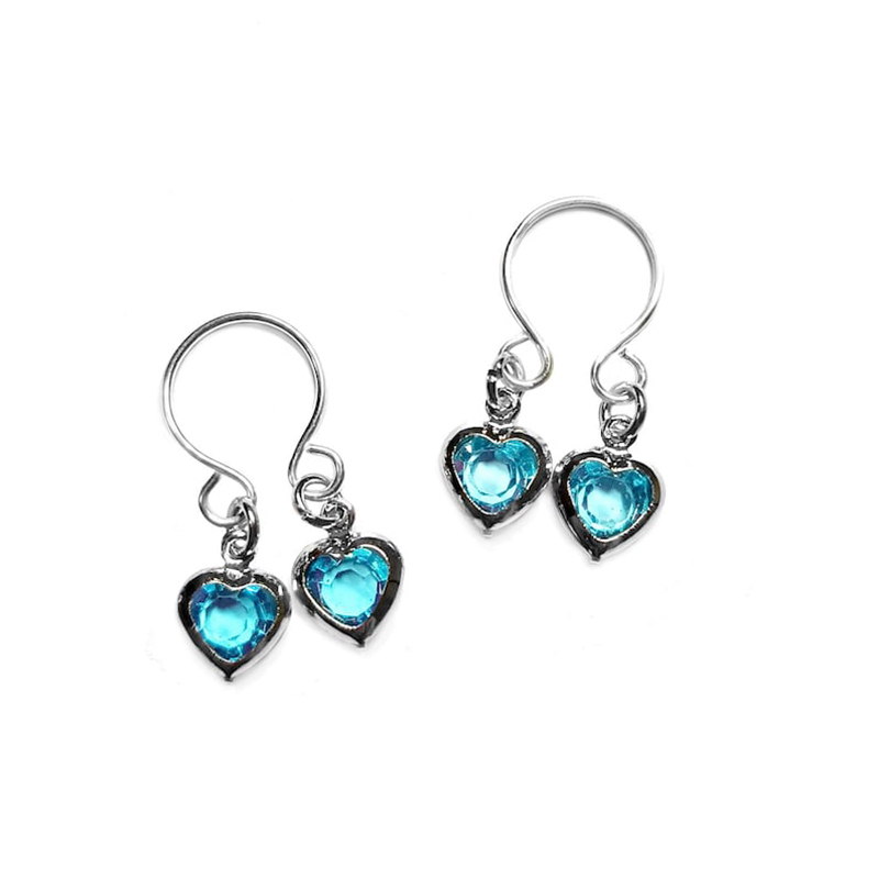 Blue rhinestone heart shaped fake nipple ring-Thyye