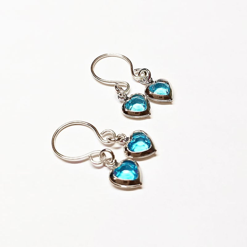 Blue rhinestone heart shaped fake nipple ring-Thyye