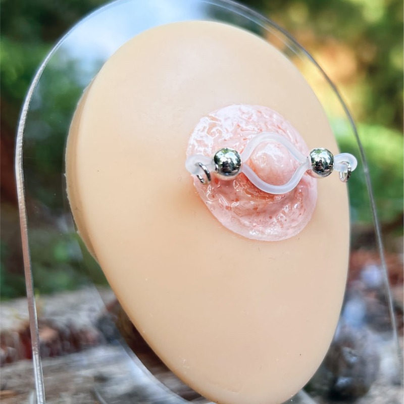 Silver barbell nipple ring-Thyye