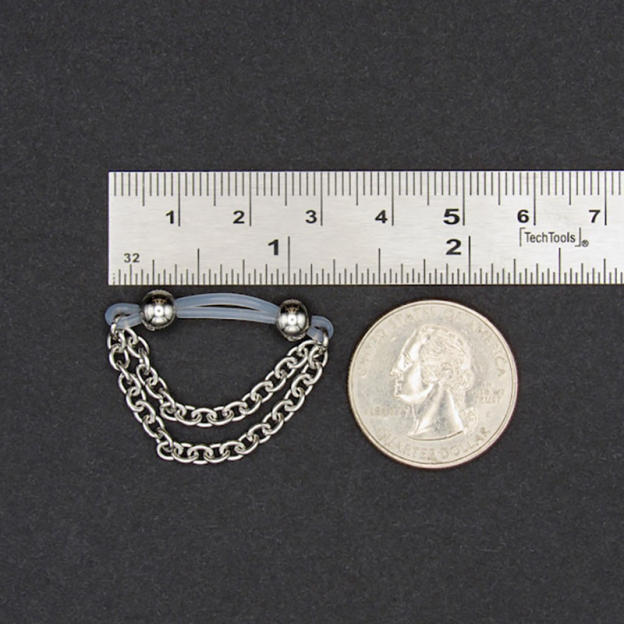 Imitation barbell and chain nipple rings-Thyye