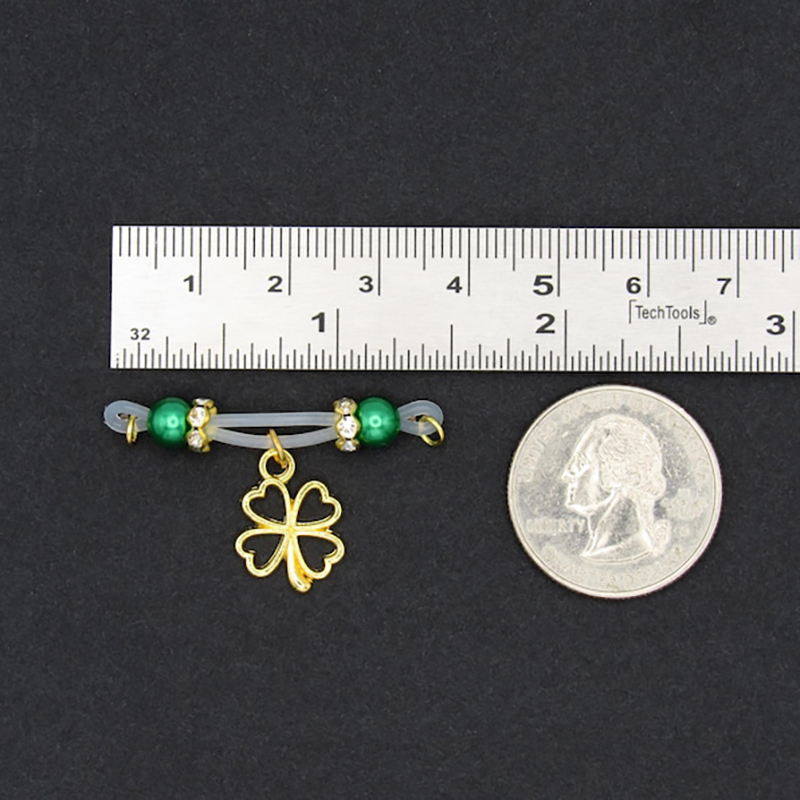 Four-leaf clover charm nipple ring-Thyye