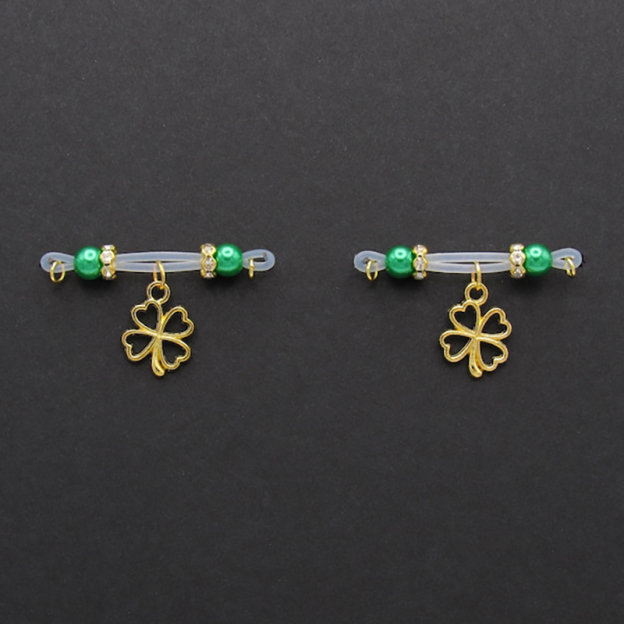 Four-leaf clover charm nipple ring-Thyye