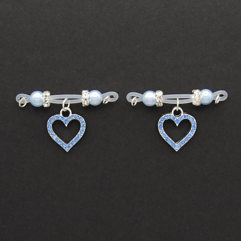 Rhinestone heart-shaped charm nipple clamp-Thyye
