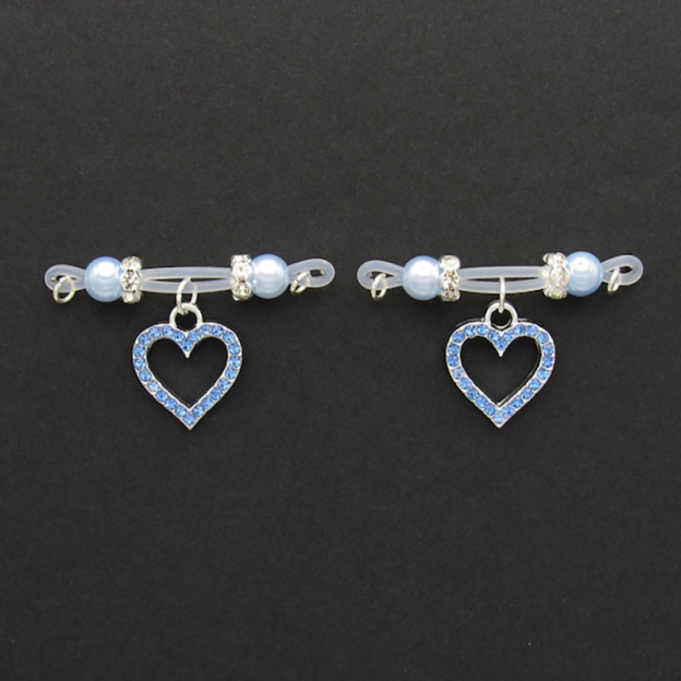 Rhinestone heart-shaped charm nipple clamp-Thyye