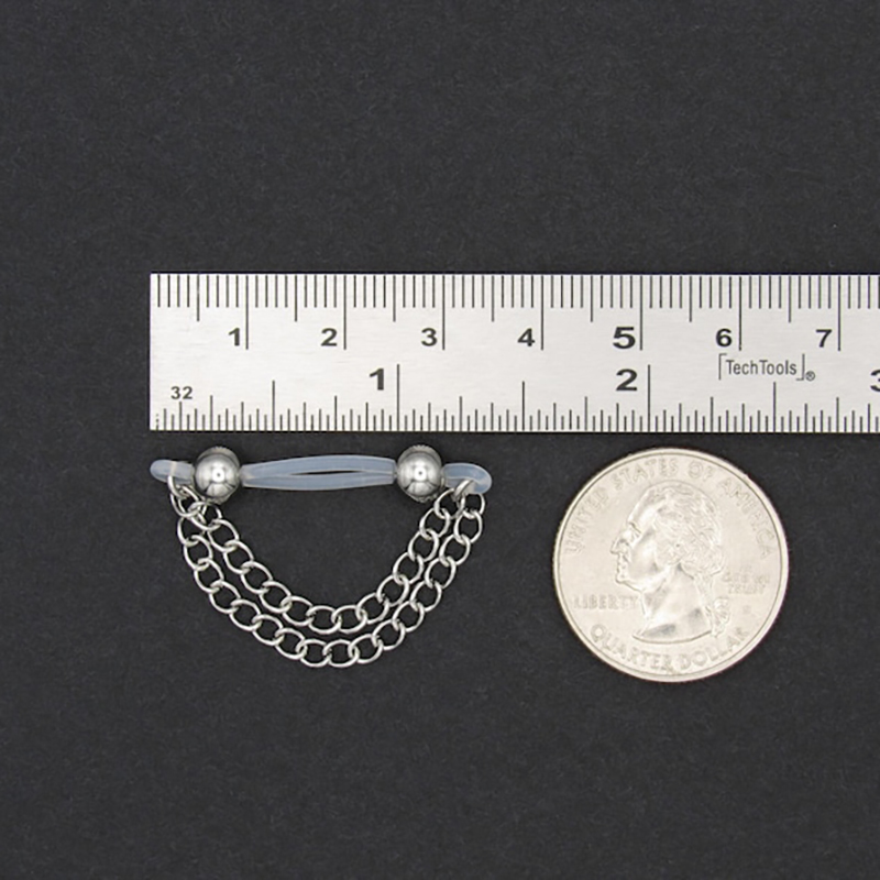 Imitation barbell and chain nipple rings-Thyye