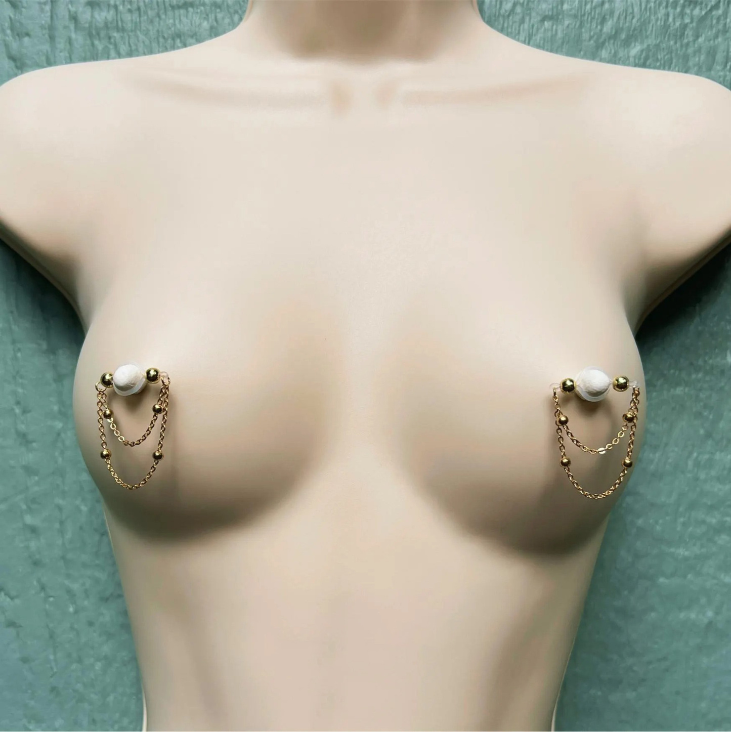 Beaded Gold Chain Fake Nipple Piercing-Thyye