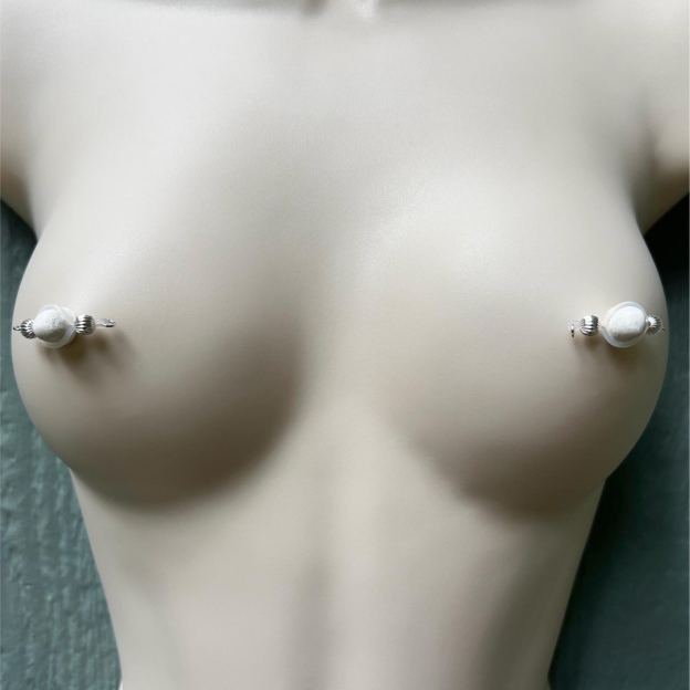 Silver barbell nipple jewelry-Thyye