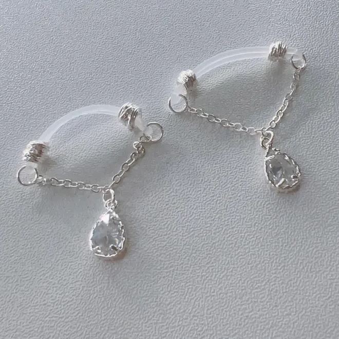 Fake Nipple Piercing Jewelry with Chains-Thyye