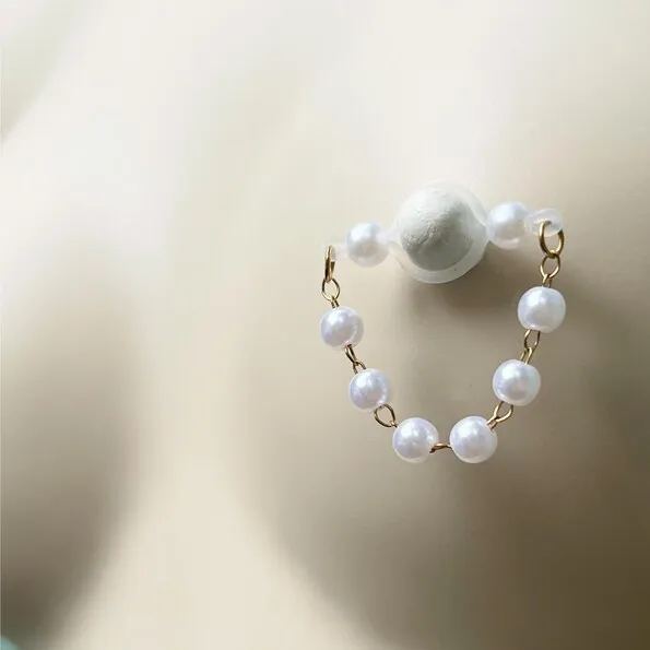 Pearl Nipple Jewelry with Pearl Nipple Chain-Thyye