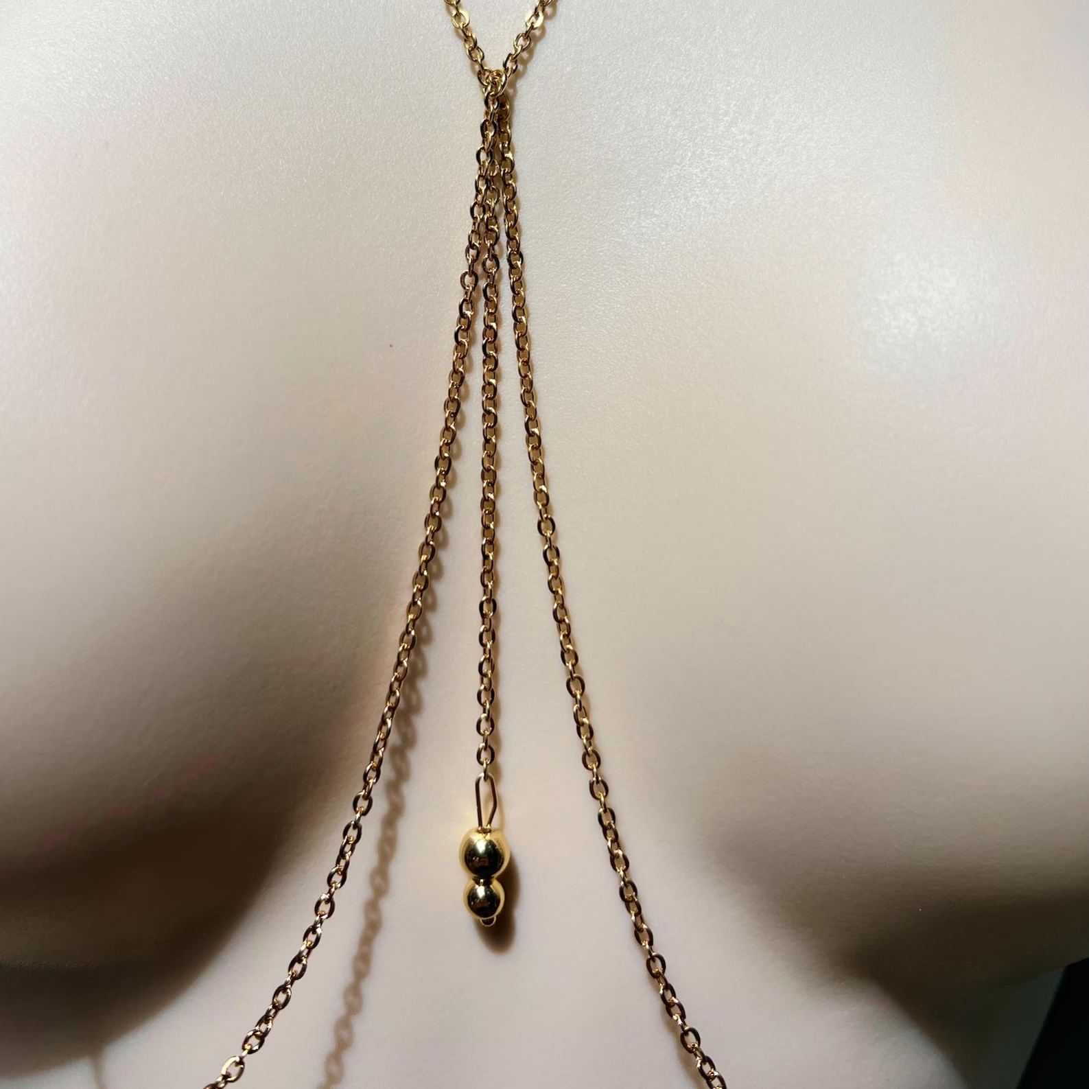 Non Pierced Nipple Necklace Gold Body Chain