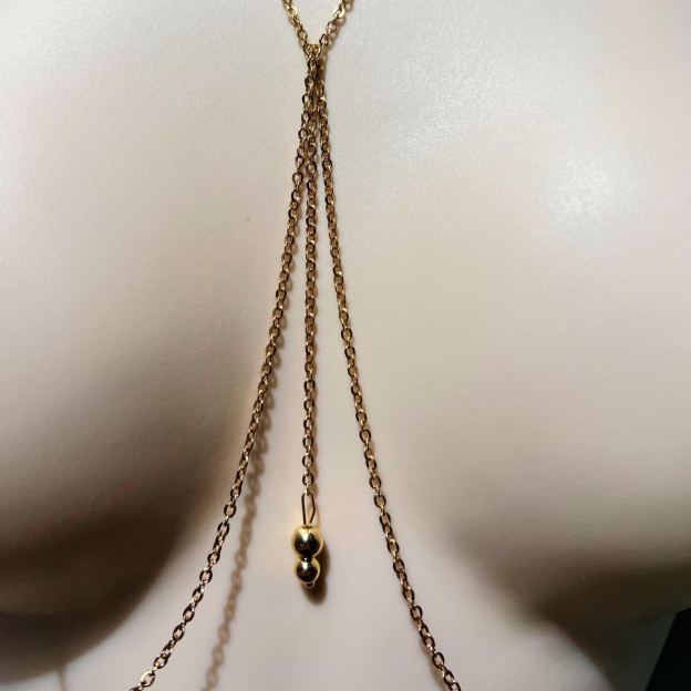 Non Pierced Nipple Necklace Gold Body Chain