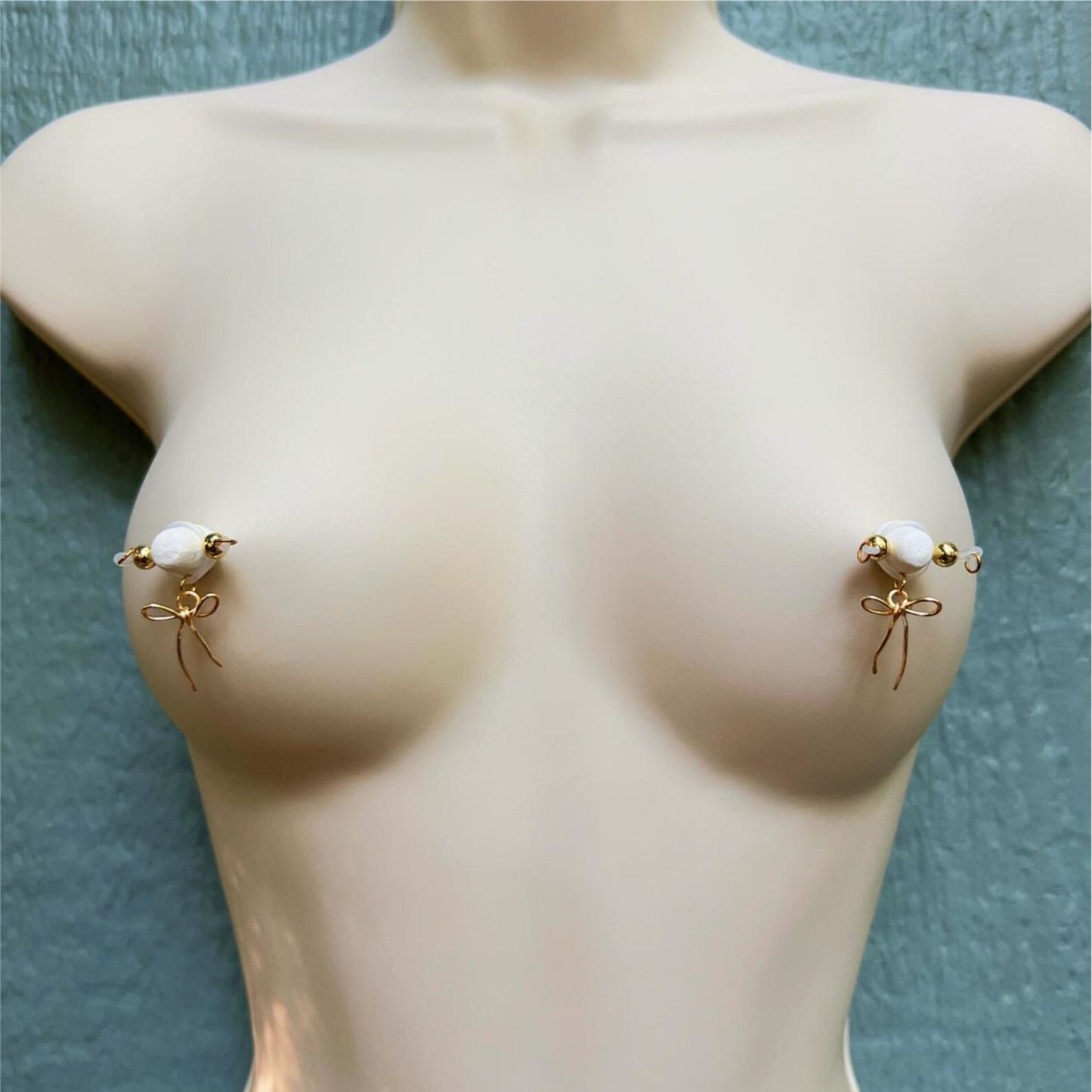 Cute bow-knot nipple non-piercing jewelry