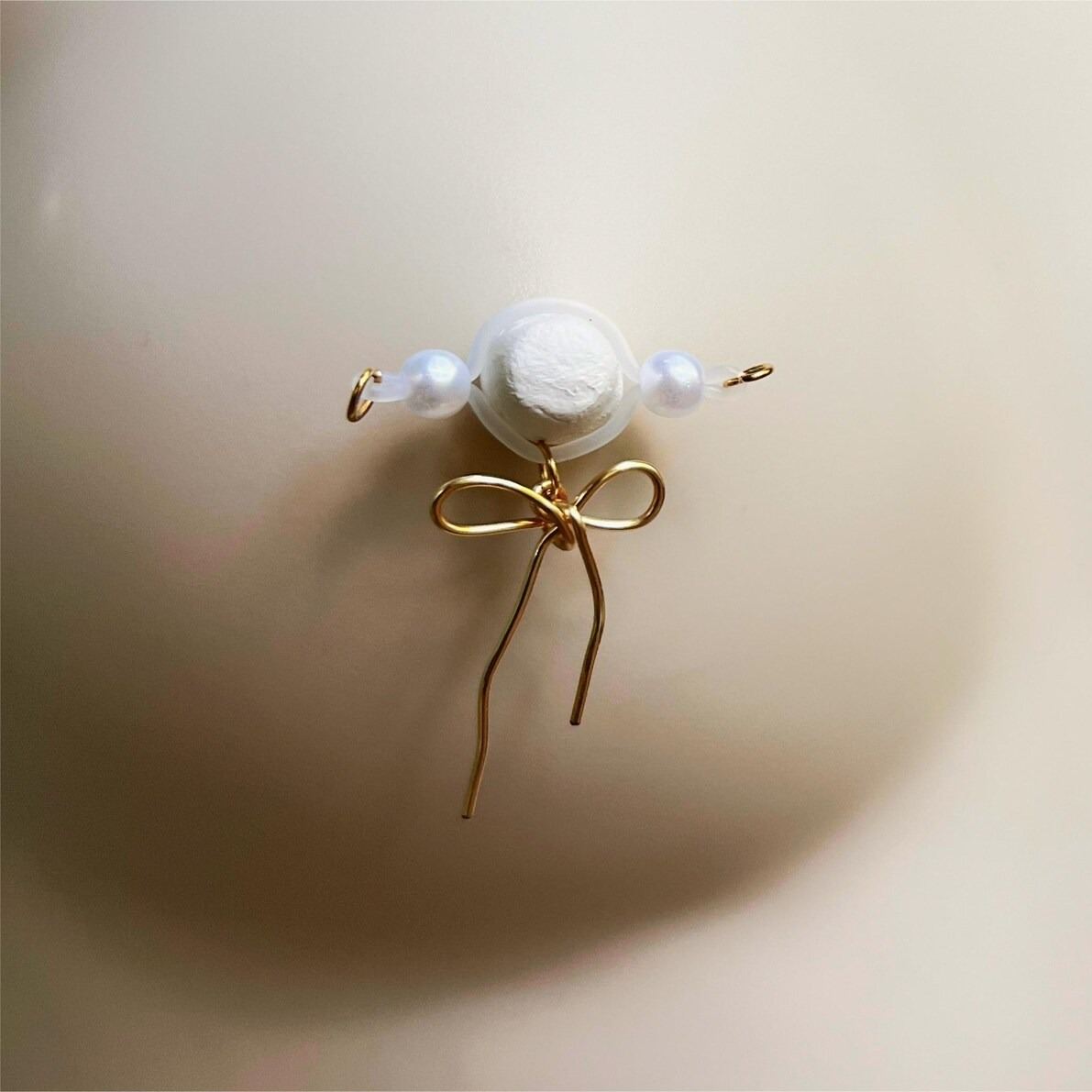 Cute bow-knot nipple non-piercing jewelry