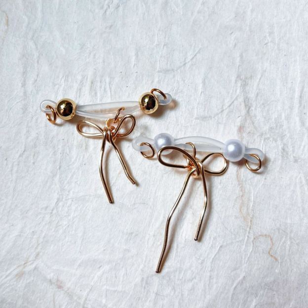 Cute bow-knot nipple non-piercing jewelry