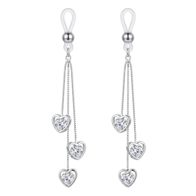 Triple-heart pendant non-piercing nipple ring