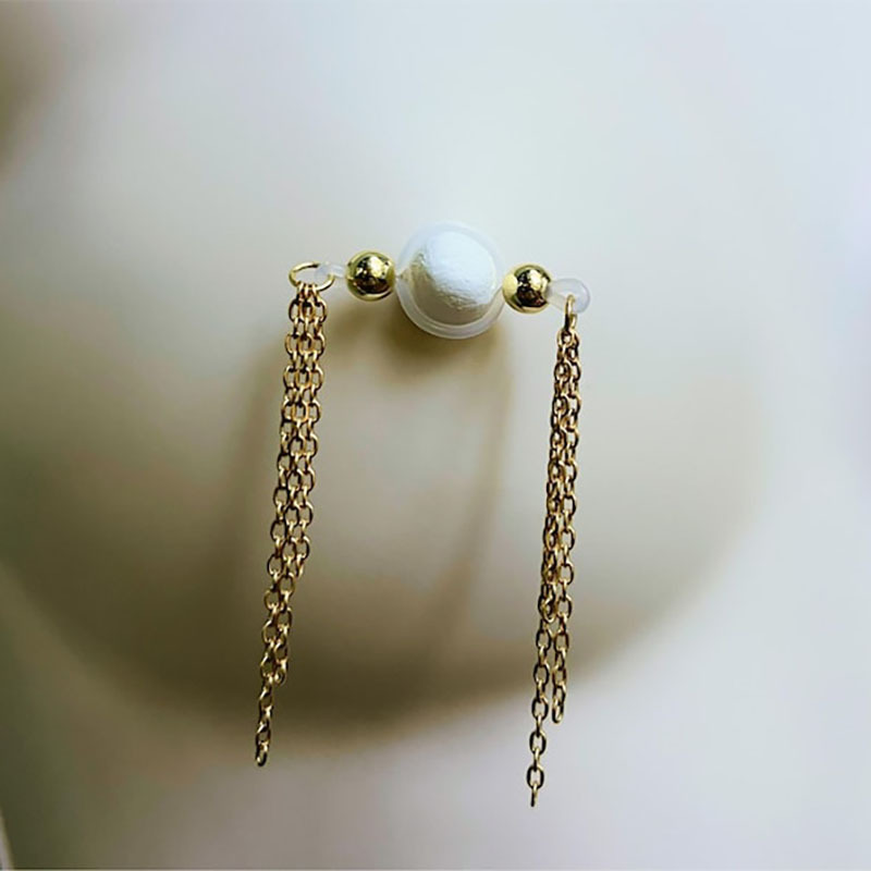 Nipple ring with two or three chains-Thyye