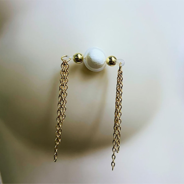 Nipple ring with two or three chains-Thyye