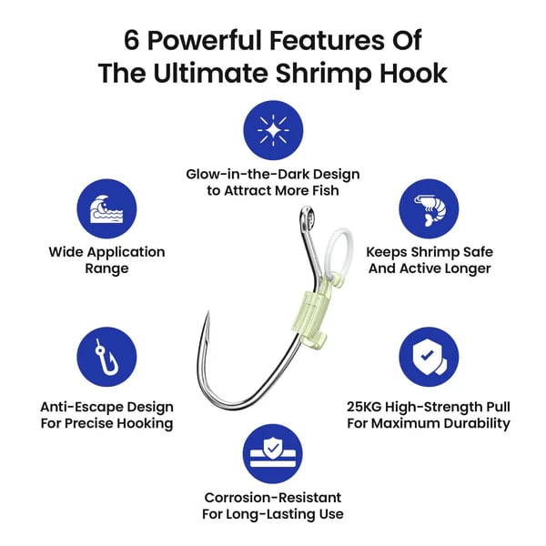 🎣Luminous Live Shrimp Hooks – Light Up Your Fishing Game! ✨