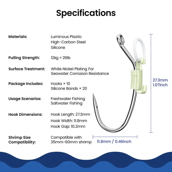 🎣Luminous Live Shrimp Hooks – Light Up Your Fishing Game! ✨