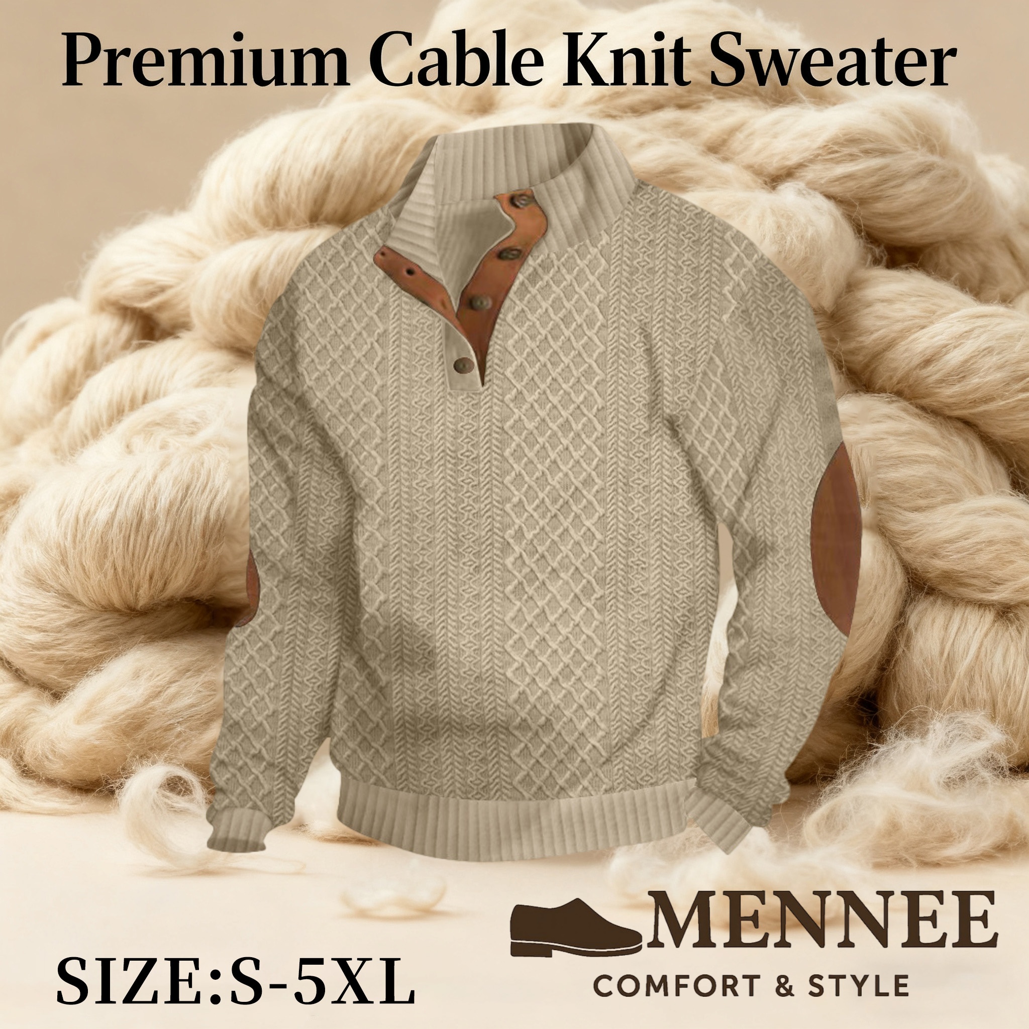 🔥Last Day 90% OFF- Mennee Premium Cable Knit Sweater -  Luxurious Cashmere-Like Texture, Soft Warm Pullover, Sizes S-5XL