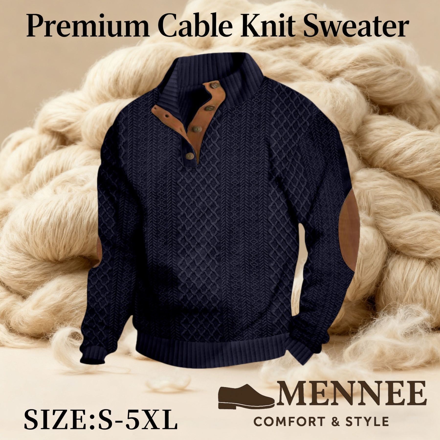 🔥Last Day 90% OFF- Mennee Premium Cable Knit Sweater -  Luxurious Cashmere-Like Texture, Soft Warm Pullover, Sizes S-5XL