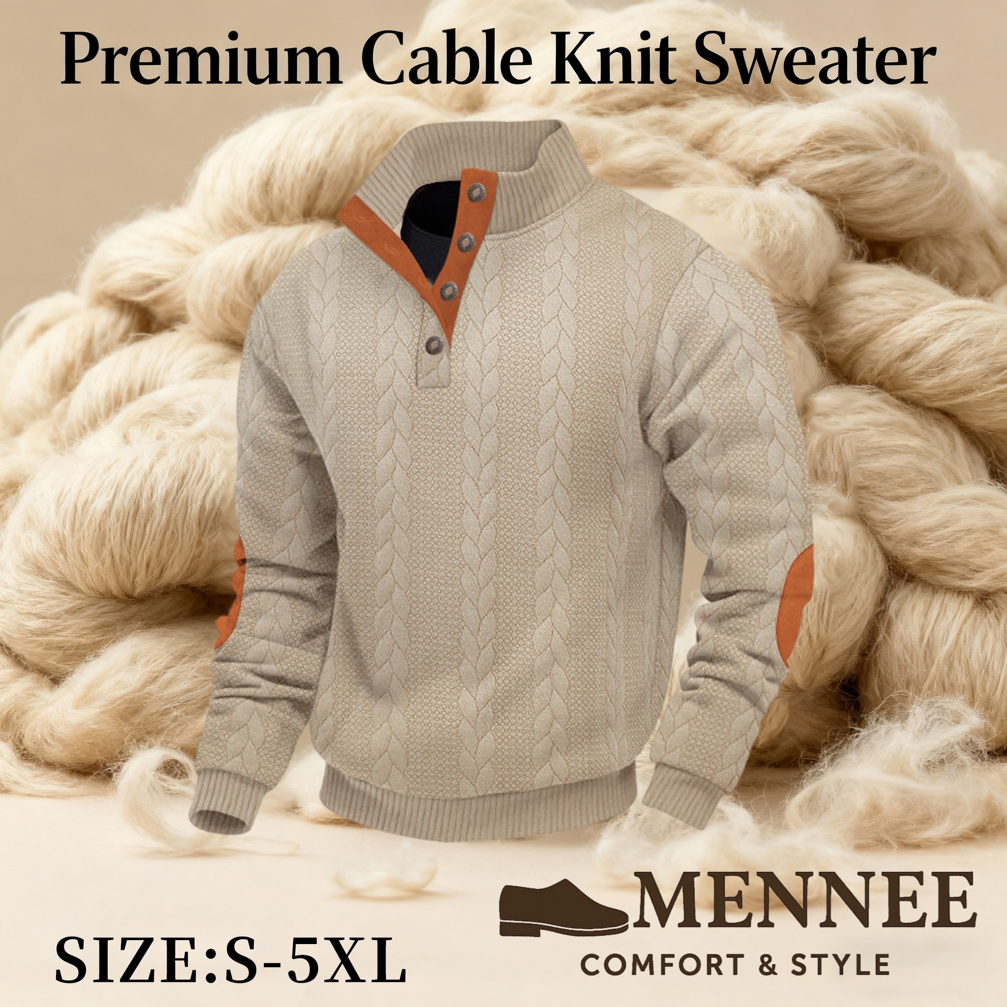 🔥Last Day 90% OFF- Mennee Premium Cable Knit Sweater -  Luxurious Cashmere-Like Texture, Soft Warm Pullover, Sizes S-5XL