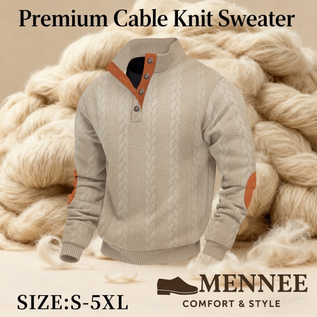 🔥Last Day 90% OFF- Mennee Premium Cable Knit Sweater -  Luxurious Cashmere-Like Texture, Soft Warm Pullover, Sizes S-5XL
