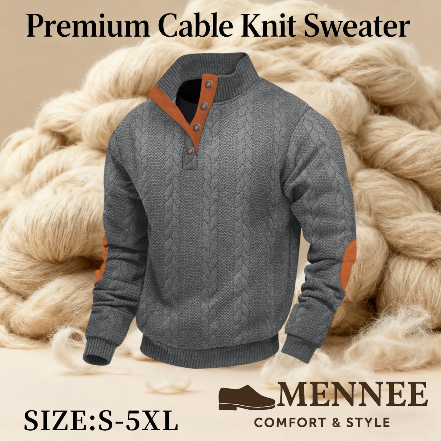 🔥Last Day 90% OFF- Mennee Premium Cable Knit Sweater -  Luxurious Cashmere-Like Texture, Soft Warm Pullover, Sizes S-5XL