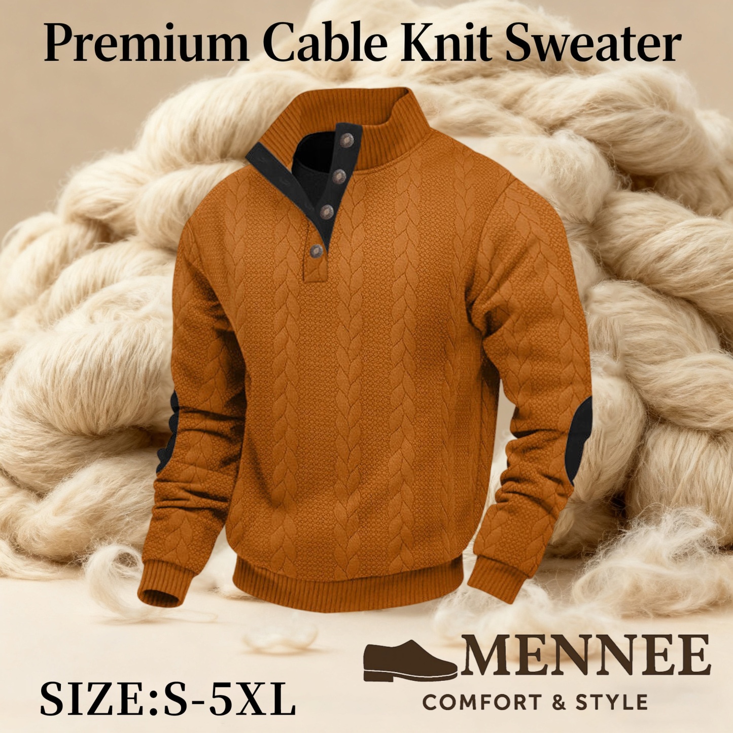 🔥Last Day 90% OFF- Mennee Premium Cable Knit Sweater -  Luxurious Cashmere-Like Texture, Soft Warm Pullover, Sizes S-5XL