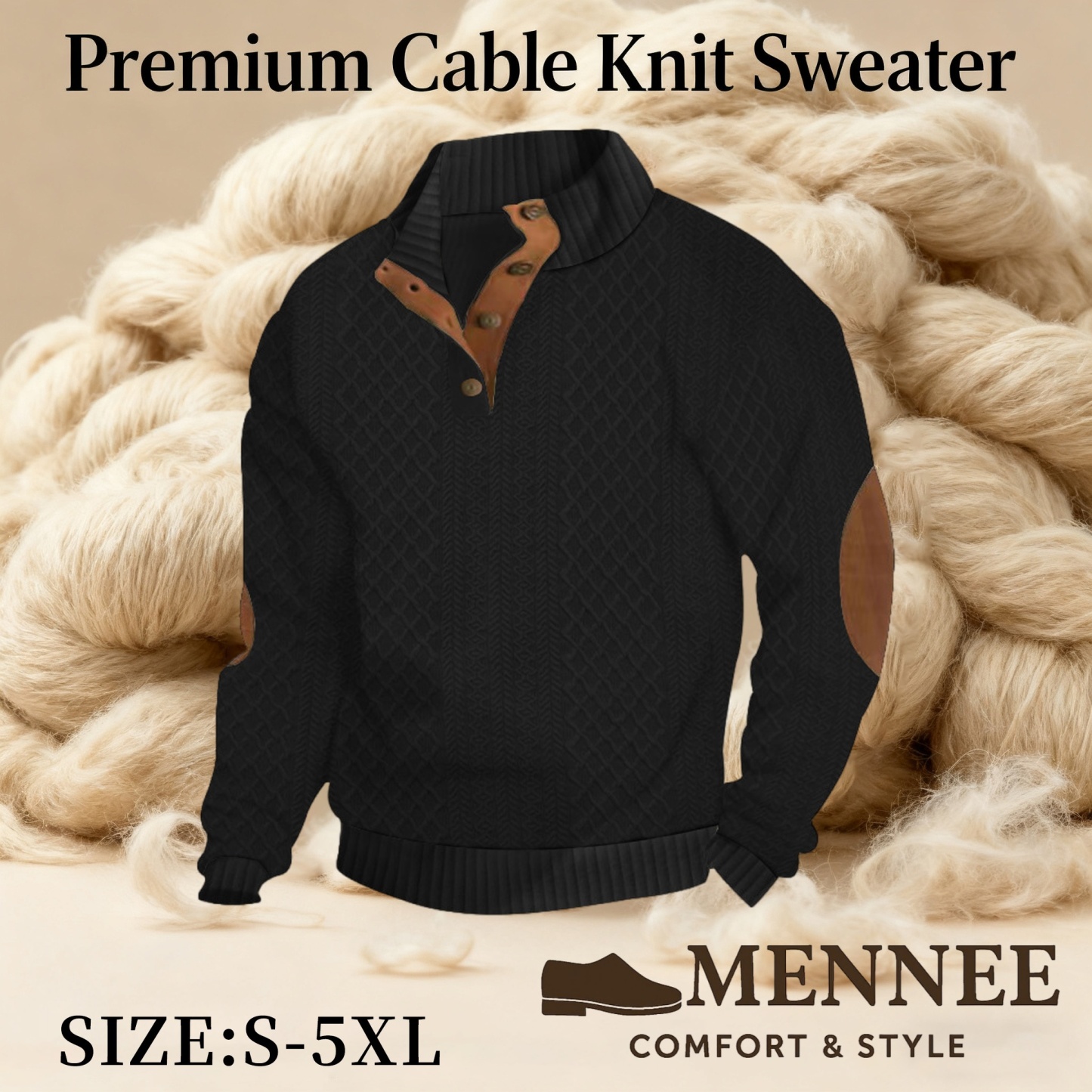 🔥Last Day 90% OFF- Mennee Premium Cable Knit Sweater -  Luxurious Cashmere-Like Texture, Soft Warm Pullover, Sizes S-5XL