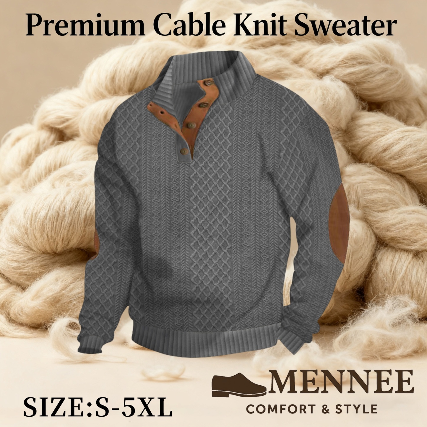 🔥Last Day 90% OFF- Mennee Premium Cable Knit Sweater -  Luxurious Cashmere-Like Texture, Soft Warm Pullover, Sizes S-5XL