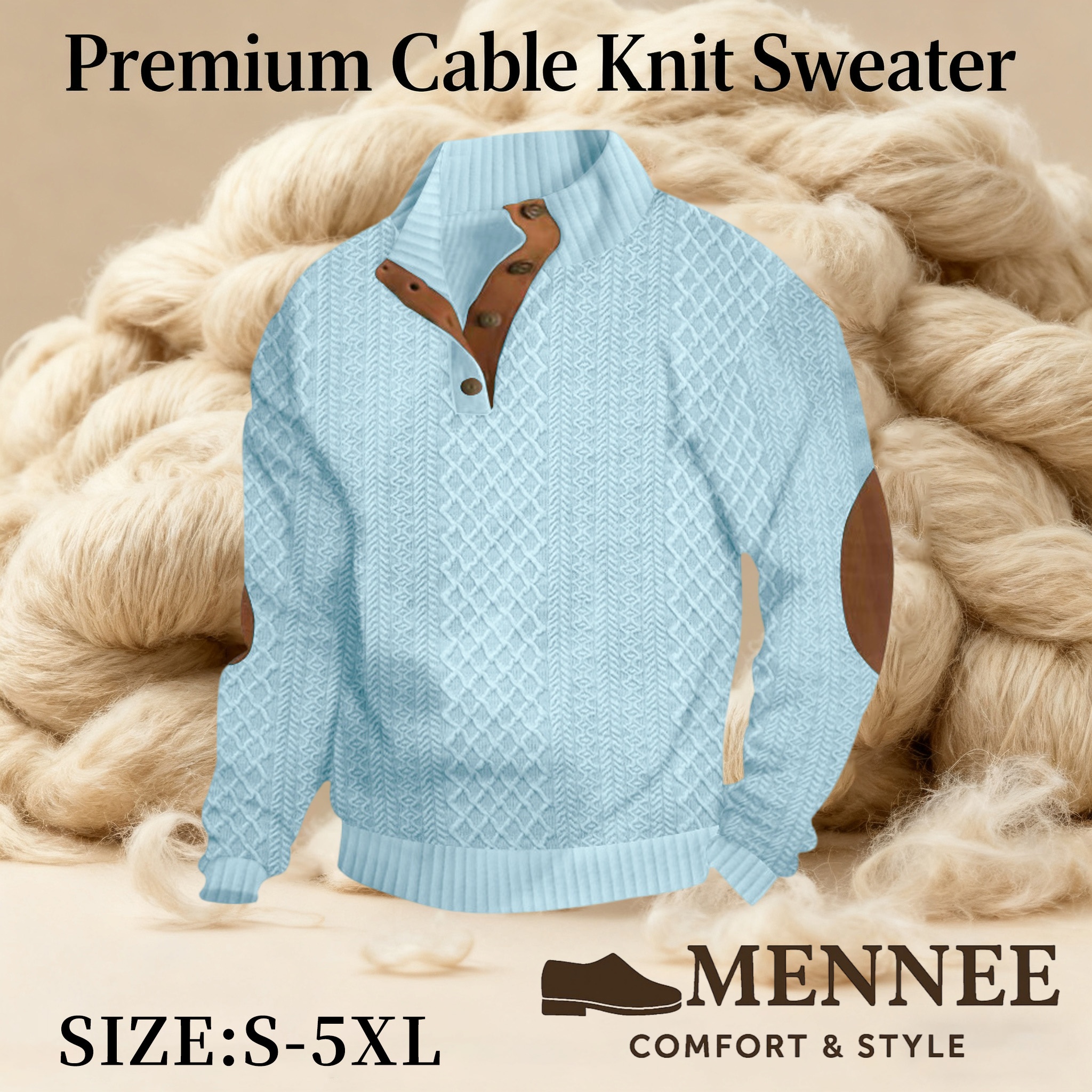 🔥Last Day 90% OFF- Mennee Premium Cable Knit Sweater -  Luxurious Cashmere-Like Texture, Soft Warm Pullover, Sizes S-5XL