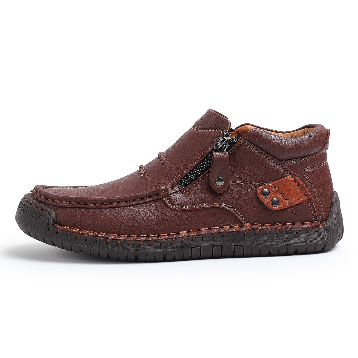 ⏰Limited Time Sale 70% OFF-Men’s Handmade Premium Leather Slip-On Driving Boots – Wide Toe, Arch Support, Waterproof, Pressure Relief, Non-Slip Sole for Casual, Travel & Outdoor