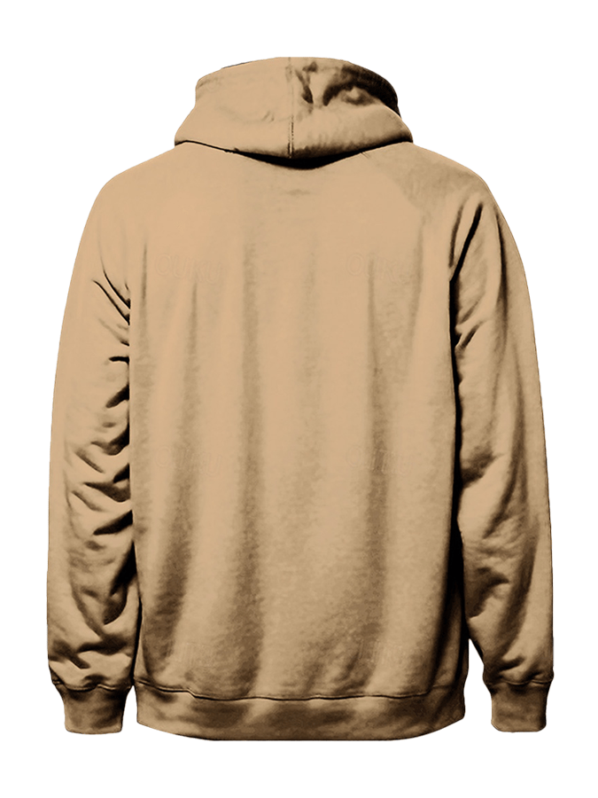 Men's Vintage Western Elk Print Zip-Up Hooded Jacket