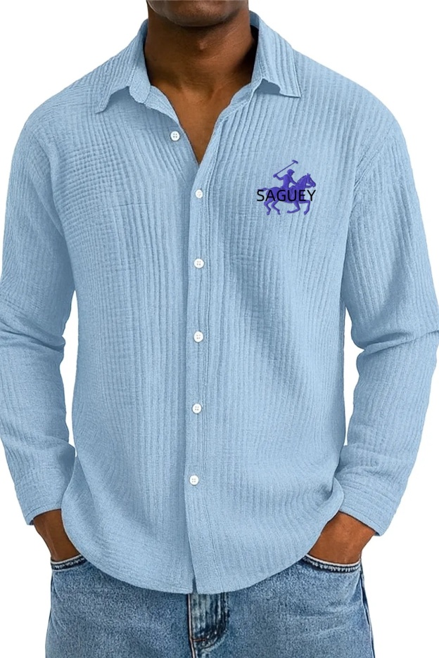 🔥 Men's Textured Cotton Shirt 😎 Loose & Cool!